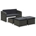 Diverse Hardware, 4-tlg. Garten-Lounge-Set mit Auflagen Poly Rattan Anthrazit