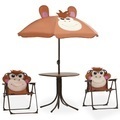 vidaXL, vidaXL 3-tlg. Garten-Bistro-Set für Kinder mit Sonnenschirm Braun