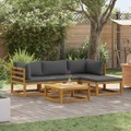 Diverse Hardware, 5-tlg. Garten-Lounge-Set mit Auflagen Massivholz Akazie