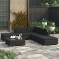 vidaXL, vidaXL 6-tlg. Garten-Lounge-Set mit Kissen Poly Rattan Schwarz
