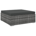 Diverse Hardware, Fusshocker mit Kissen Poly Rattan Grau