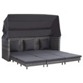 Diverse Hardware, Ausziehbares 3-Sitzer-Schlafsofa mit Dach Poly Rattan Grau