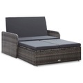 Diverse Hardware, 2-tlg. Garten-Lounge-Set mit Auflagen Poly Rattan Grau
