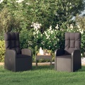 vidaXL, vidaXL Garten-Liegestühle 2 Stk. mit Auflagen Poly Rattan Schwarz