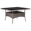 Diverse Hardware, Garten-Esstisch Grau Poly Rattan und Glas