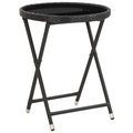 Diverse Hardware, Beistelltisch Schwarz 60 cm Poly Rattan und Hartglas