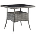 Diverse Hardware, Garten-Esstisch Grau Poly Rattan und Glas