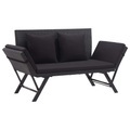 Diverse Hardware, Gartenbank mit Auflagen 176 cm Schwarz Poly Rattan