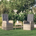 vidaXL, vidaXL Garten-Liegestühle 2 Stk. mit Auflagen Poly Rattan Grau