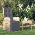 Diverse Hardware, Garten-Liegestuhl mit Auflage Poly Rattan Grau