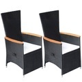 vidaXL, vidaXL Garten-Liegestühle 2 Stk. mit Auflagen Poly Rattan Schwarz