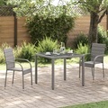 vidaXL, vidaXL Gartenstühle Stapelbar 2 Stk. Grau Poly Rattan