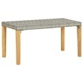 Diverse Hardware, Gartenbank 120 cm Grau Poly Rattan und Massivholz Akazie