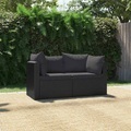 Diverse Hardware, 2-tlg. Garten-Sofagarnitur mit Auflagen Poly Rattan Schwarz