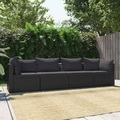 Diverse Hardware, 4-tlg. Garten-Sofagarnitur mit Auflagen Poly Rattan Schwarz