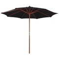 Diverse Hardware, Sonnenschirm mit Holz-Mast 300 x 258 cm Schwarz