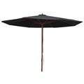 Diverse Hardware, Sonnenschirm mit Holzmast 350 cm Schwarz