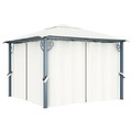 vidaXL, vidaXL Pavillon mit Vorhängen 300 x 300 cm Creme Aluminium