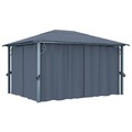 vidaXL, vidaXL Pavillon mit Vorhängen 400×300 cm Anthrazit Aluminium