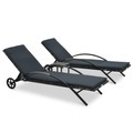 Diverse Hardware, Sonnenliegen mit Tisch Poly Rattan Anthrazit