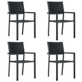 vidaXL, vidaXL Gartenstühle 4 Stk. Schwarz Kunststoff Rattan-Optik