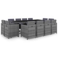 Diverse Hardware, 13-tlg. Garten-Essgruppe mit Auflagen Poly Rattan Anthrazit