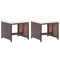 Diverse Hardware, Gartenhocker 2 Stk. mit Sitzkissen Poly Rattan Braun