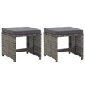 Diverse Hardware, Gartenhocker 2 Stk. mit Sitzkissen Poly Rattan Anthrazit