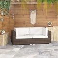 Diverse Hardware, Ecksofas 2 Stk. mit Auflagen Poly Rattan Braun