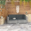 Diverse Hardware, Ecksofas 2 Stk. mit Auflagen Poly Rattan Grau