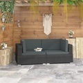 Diverse Hardware, Ecksofas 2 Stk. mit Auflagen Poly Rattan Schwarz