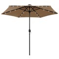 Diverse Hardware, Sonnenschirm mit LED-Leuchten & Aluminium-Mast 270 cm Taupe