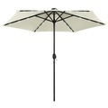 vidaXL, vidaXL Sonnenschirm mit LED-Leuchten & Aluminium-Mast 270 cm Sandweiß