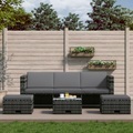 Diverse Hardware, 4-tlg. Garten-Lounge-Set mit Auflagen Poly Rattan Grau