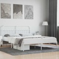 vidaXL, vidaXL Bettgestell mit Kopfteil Metall Weiß 160x200 cm