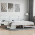 vidaXL, vidaXL Bettgestell mit Kopfteil Metall Weiß 200x200 cm