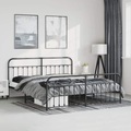 vidaXL, vidaXL Bettgestell mit Kopf- und Fußteil Metall Schwarz 193x203 cm