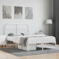vidaXL, vidaXL Bettgestell mit Kopfteil Metall Weiß 120x200 cm