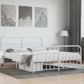 vidaXL, vidaXL Bettgestell mit Kopf- und Fußteil Metall Weiß 160x200 cm
