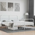 vidaXL, vidaXL Bettgestell mit Kopf- und Fußteil Metall Weiß 180x200 cm