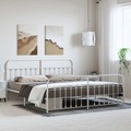vidaXL, vidaXL Bettgestell mit Kopf- und Fußteil Metall Weiß 193x203 cm