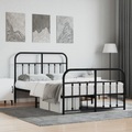vidaXL, vidaXL Bettgestell mit Kopf- und Fußteil Metall Schwarz 120x190 cm