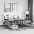 vidaXL, vidaXL Bettgestell mit Kopf- und Fußteil Metall Schwarz 193x203 cm