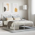 vidaXL, vidaXL Bettgestell mit Kopfteil Metall Weiß 140x190 cm