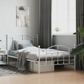 vidaXL, vidaXL Bettgestell mit Kopf- und Fußteil Metall Weiß 107x203 cm