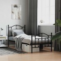 vidaXL, vidaXL Bettgestell mit Kopf- und Fußteil Metall Schwarz 90x190 cm