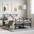 vidaXL, vidaXL Bettgestell mit Kopf- und Fußteil Metall Schwarz 120x190 cm