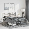 vidaXL, vidaXL Bettgestell mit Kopf- und Fußteil Metall Schwarz 135x190 cm