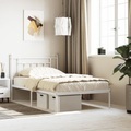vidaXL, vidaXL Bettgestell mit Kopfteil Metall Weiß 107x203 cm