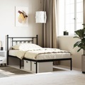 vidaXL, vidaXL Bettgestell mit Kopfteil Metall Schwarz 107x203 cm